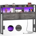 thumbnail image 5 of Homieasy Headboard for Queen Size Bed with Storage Shelf, Head board with 3 Outlets and 2 USB Ports, Headboards with RGB LED Light, Height Adjustable, Sturdy and Stable, Easy Assembly, Black Oak, 5 of 10