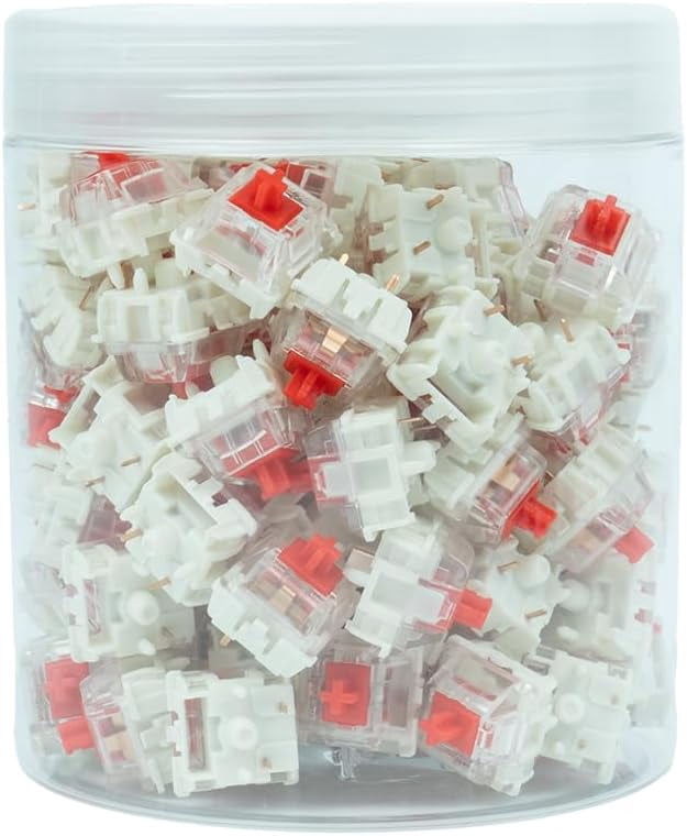 GATERON Jupiter Red Keyboard Switches, Linear 45gf RGB LED 5 Pin Factory Pre-lubed Key Switches for MX Mechanical Keyboard(Red,110PCS)