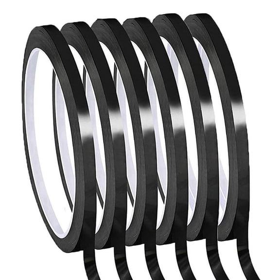 Vruelia Whiteboard Pinstripe Tape 6 Rolls 1/8Inch Thin White Board Dry Erase Line Gridding Tape (Black)