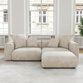 thumbnail image 3 of The Magic Home 2-Seater Convertible Modular L-Shaped Corduroy Sectional Sofa, Beige, 3 of 10