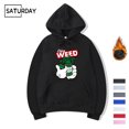thumbnail image 2 of Sudadera con capucha de forro polar con estampado de diseño de hip hop y marihuana para hombre y mujer, ropa de invierno divertida y negra para otoño, 2 of 5