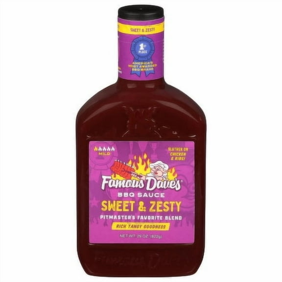 ( 2 Pack ) Famous Dave's Bbq Sauce, Sweet & Zesty, Mild 29 Oz