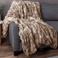 thumbnail image 3 of Lavish Home 60x80-Inch Ruched Faux Fur Blanket for Sofas and Beds (Taupe), 3 of 10