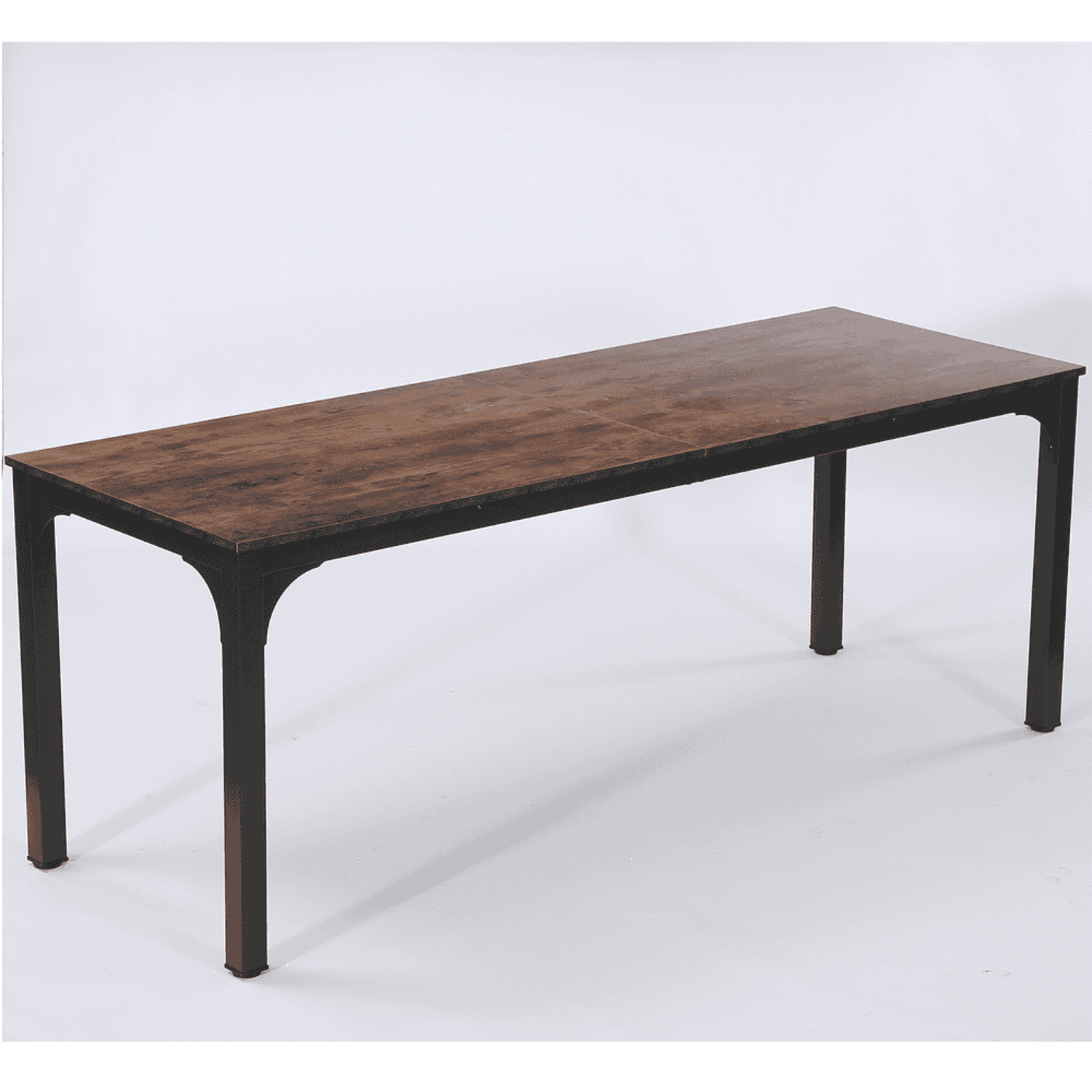 Demi Bonn 78" Executive Computer Desk with Metal Frame, Modern Duty Study Writing Gaming Table for Home Office, Rectangle Conference Table, Brown