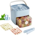 thumbnail image 1 of 48 Cube Ice Maker With Easy Press Lid, Double Layer Portable Ice Maker with Lid and Storage Box for Freezer, Handled Press-Type Ice Cube Tray with Lid and Bin for Whiskey, Cocktail, Beer (Blue), 1 of 8