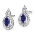 thumbnail image 2 of Auriga Fine Jewelry 925 Sterling Silver Rhodium-plated Created Sapphire and Diamond Stud Earrings for Women, 2 of 6