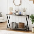 thumbnail image 2 of Console Table, Sofa Tables Narrow Entryway Table with Outlet, Shelf and Metal Frame, 41.3” Behind Couch Table Industrial Hallway Table for Living Room, Foyer, Bedroom, Rustic Grey, 2 of 8