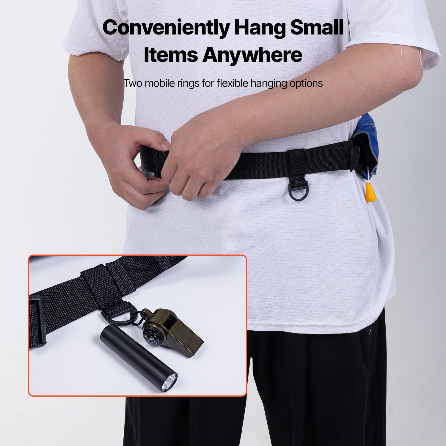 KFFKFF Adult's Manual Inflation Belt Pack, 105N Buoyancy,Suitable for Over 80 Pounds and Waist Up to 59 in Adjustable, Inflatable PFD Belt for SUP Paddleboarding,Kayaking,Blue (CO2 Cylinder Excluded)