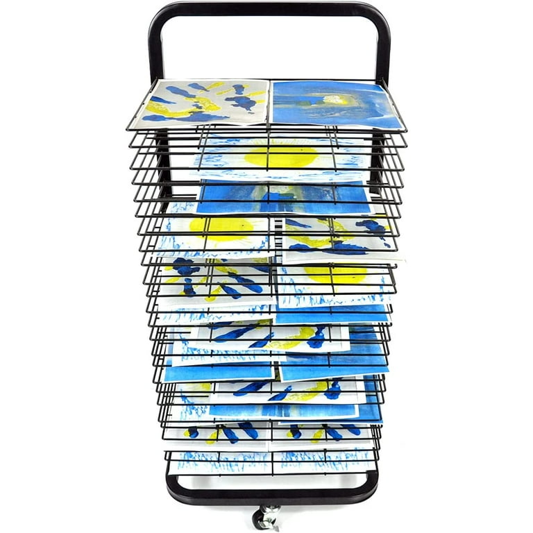 Art Drying Rack For Classroom | Functional & Mobile Paint Drying Rack | 25  Removable Shelves | Canvas Rack Art Storage | Painting Drying Rack With