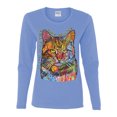 thumbnail image 3 of Dean Russo If Cats Could Talk Cat Lover Womens Graphic Long Sleeve T-Shirt, Light Blue, Large, 3 of 6