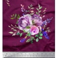thumbnail image 1 of Soimoi Japan Crepe Satin Fabric Watercolor Flower Geometric Print Fabric by the Yard 42 Inch Wide, 1 of 3