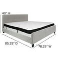 thumbnail image 4 of BizChair King Size Four Button Tufted Upholstered Platform Bed in Light Gray Fabric with Mattress, 4 of 6