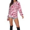 thumbnail image 4 of Women Casual Sweatshirts Fall Loose Lightweight Camouflage Long Sleeves Tops Cute Camo Crewneck Pullover pink S, 4 of 5