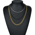 thumbnail image 2 of Collar de acero inoxidable chapado en oro de 18 quilates con cadena cubana esmerilada de doble cara para hombres, 2 of 5