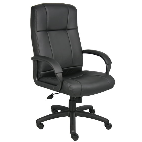 Boss Office Products CaressoftPlus Vinyl High Back Office Adjustable Executive Chair with Casters, Black