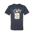 thumbnail image 2 of Wild Bobby, Love The Little Things Artsy Jar with Flowers Pop Culture Men's Graphic T-Shirt, Vintage Heather Navy, Small, 2 of 3