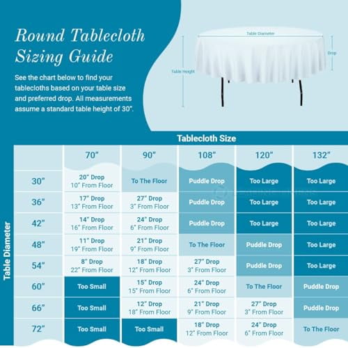 Sparkles Make It Special 10-pcs 120" Inch Round Polyester Cloth Fabric Linen Tablecloth - Wedding Reception Restaurant Banquet Party - Machine Washable - White
