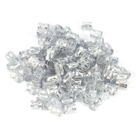 Carrs Silver Bead - 100 Pieces Aluminum Hair Cuffs Hair braiding Beads Dreadlocks Hair Decoration Accessories(Silver)