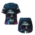 thumbnail image 5 of Picia Punk Style Blue Haired Skull Pajamas Sets for Women Soft Short-Sleeved Pjs with Lounge Shorts Two Piece Sleepwear-4X-Large, 5 of 9