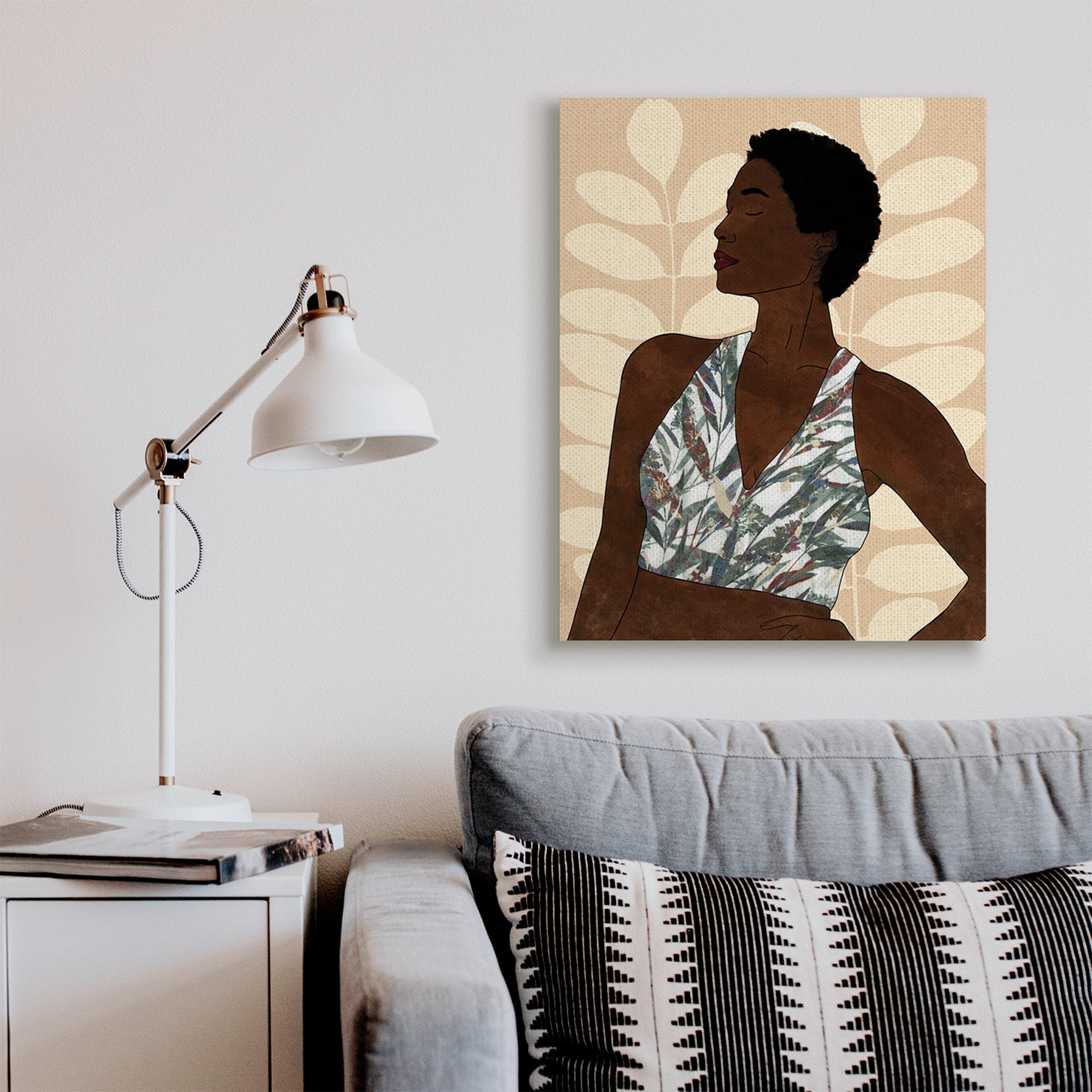Stupell Industries Beautiful Female Portrait Intricate Forest Pattern Novelty Painting Gallery Wrapped Canvas Art Print Wall Art, 30 x 40