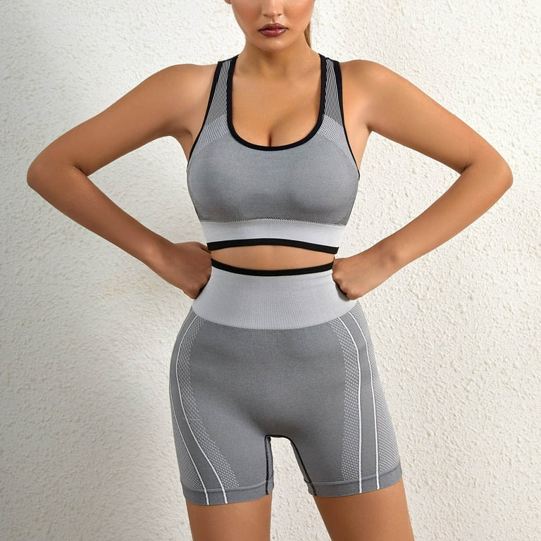 Odeerbi Lingerie for Women 2024 Sports Bras Shock-proof Underwear Running  Training Yoga Vest Wear Fitness Elasticity Bra Shorts Set Dark Gray