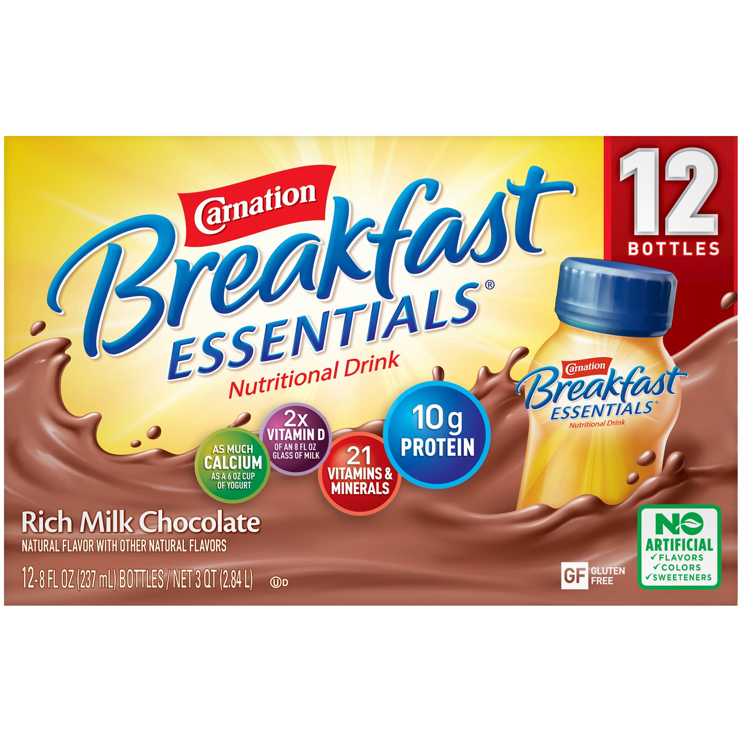 CARNATION BREAKFAST ESSENTIALS Rich Milk Chocolate 12-8 fl. oz. Bottles