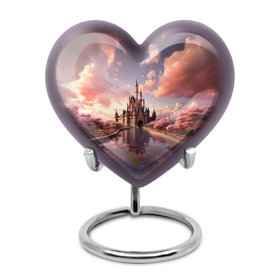 Dreamy Castle Heart Cremation Urns For Adult Ashes Women - Tiny Urn For Ashes - Heart Keepsakes For Ashes - Urn For Ashes Adult Male - Mini Urn - Urns For Human Ashes Adult Male Dad (size-3inch,1pcs)