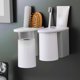 thumbnail image 4 of ¡No Te Lo Pierdas!, Dispensador de vasos para pared para baño, cepillo de dientes, soporte para estante de pared, fácil instalación, autodrenante, organizador magnético blanco de plástico S Akmoler, 4 of 6