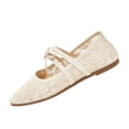 thumbnail image 3 of IEMIEMIEM Womens Mesh Mary Jane Flats Lace Mesh Ballet Flats Elegant Square Toe Slip on Flats Lightweight Breathable Summer Party Walking Shoes White, 3 of 10