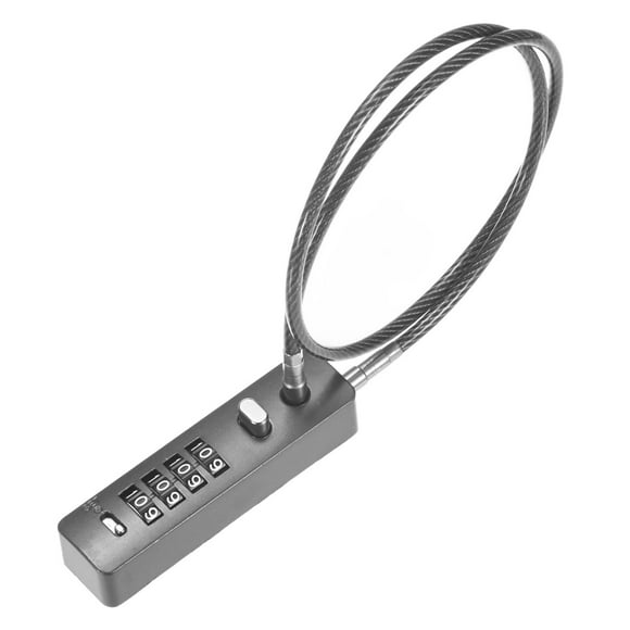 Uxcell Gate Locks for Outdoor Fence, 11.81IN Length Steel Cable Rope 4-Digit Combination Lock [Gun Color]