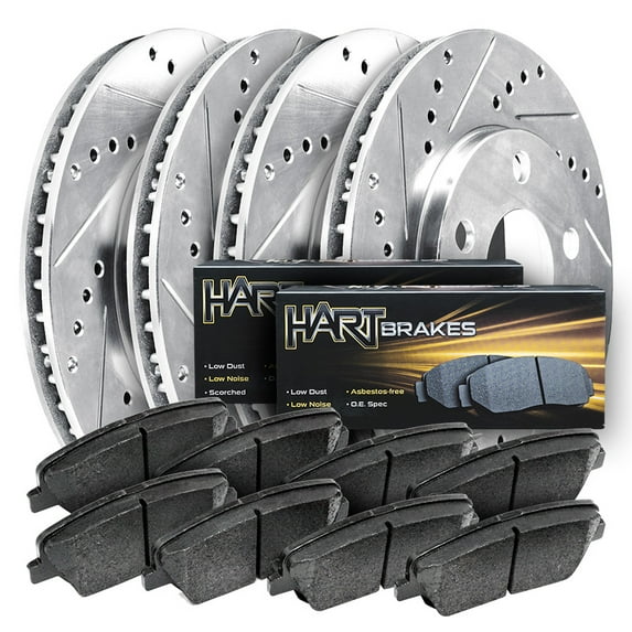 Hart Brakes Front Rear Brakes and Rotors Kit |Front Rear Brake Pads| Brake Rotors and Pads| Ceramic Brake Pads and Rotors - PHCC.62114.02