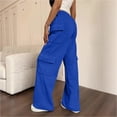 thumbnail image 6 of akafmk Womens Cargo Sweatpants Fall Wide Leg Sweatpants Elastic Waist Drawstring Winter Workout Hiking Stretch Casual Sweatpants, Size XL, 6 of 7
