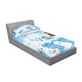 thumbnail image 2 of Ambesonne Animal Fitted Sheet & Pillow Sham Set, Polar Bears Seal Penguins, Twin, Sky Blue and White, 2 of 2