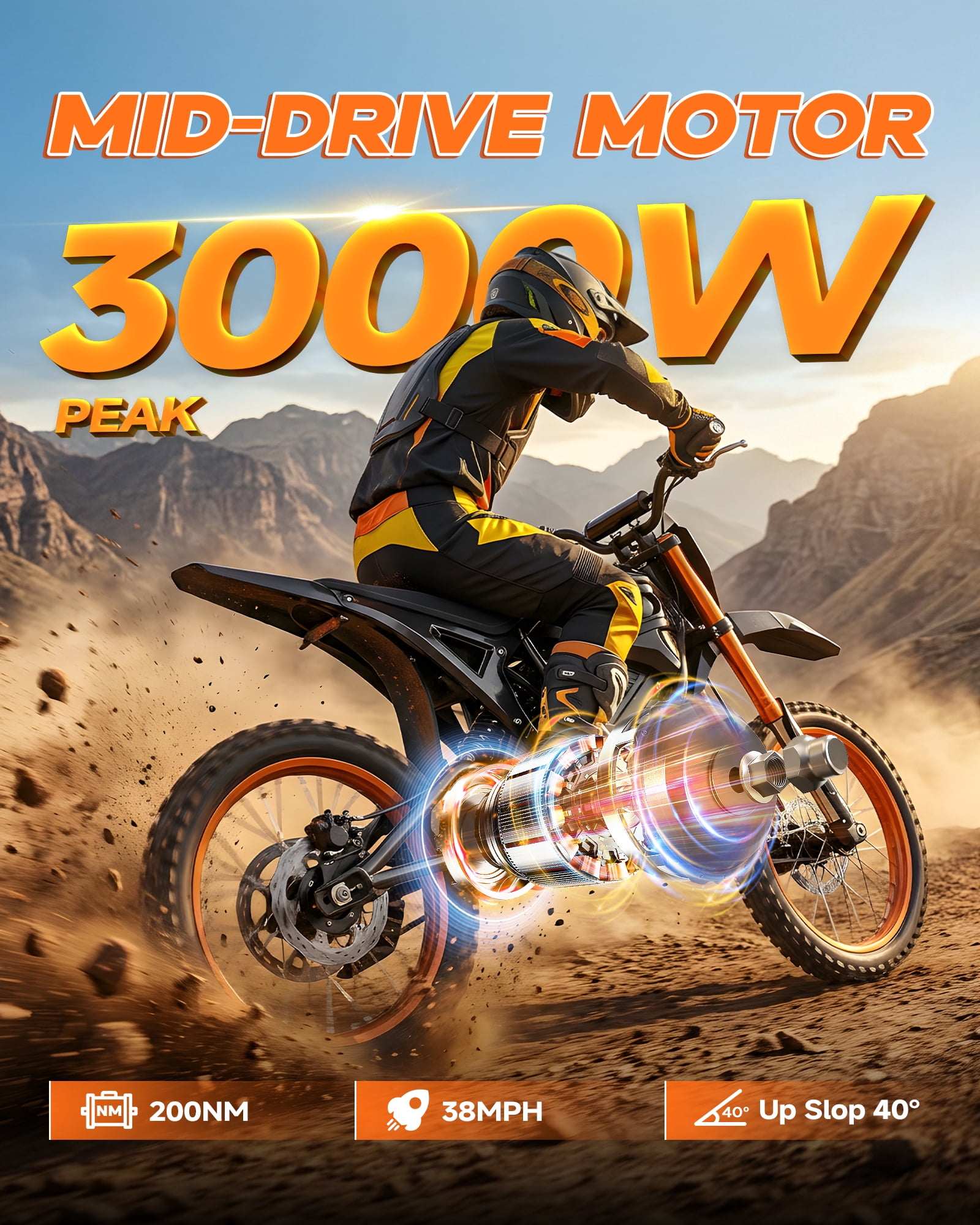 QNUT Electric Dirt Bike for Teens Adults, 3000W 38MPH Electric-Motorcycle Fat Tire with 48V 21Ah Battery E Dirt Bike 200Nm Dual Hydraulic Brakes Full Suspension Off-Road Ebike for 13+ UL2849 Listed
