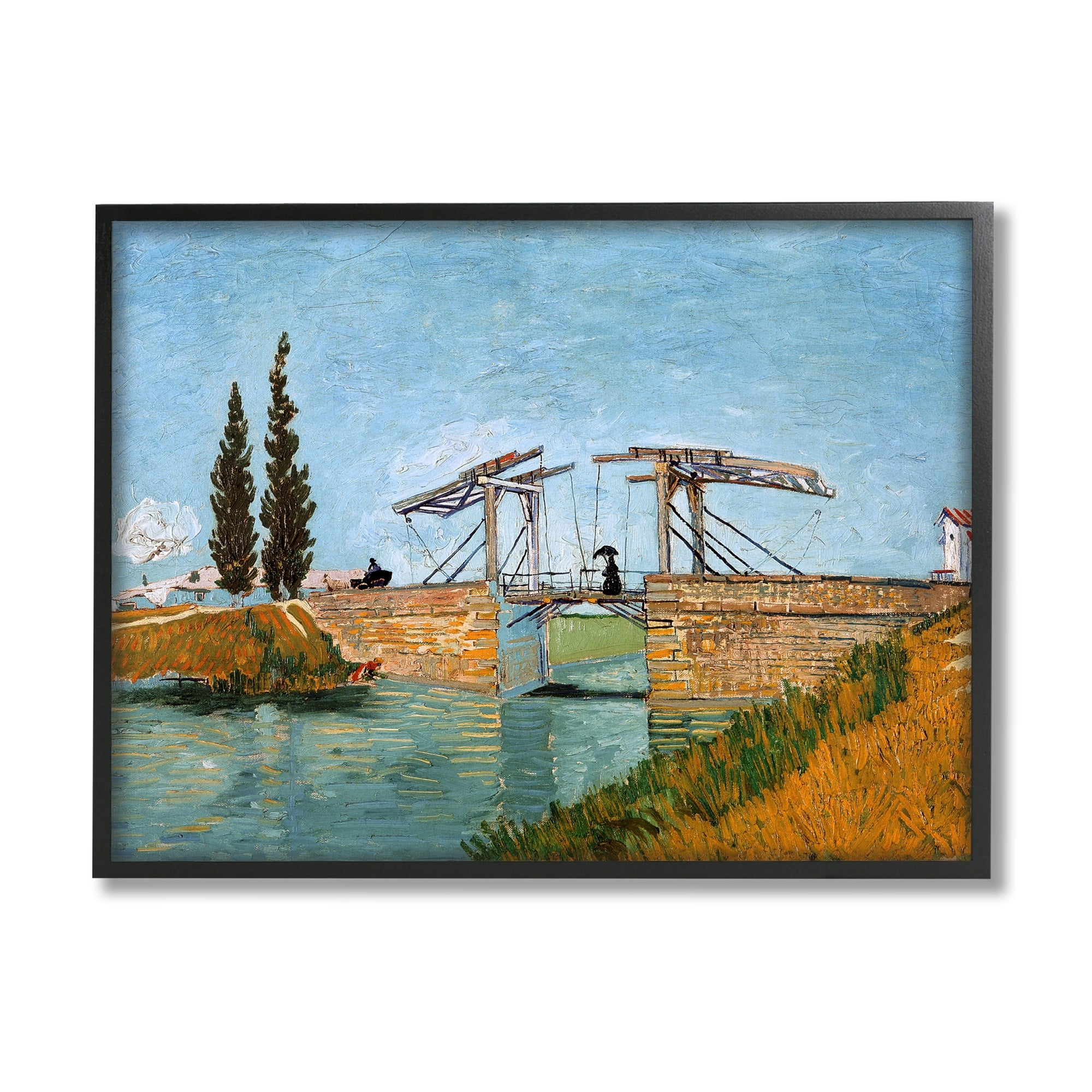 Stupell Industries Brug bij Langlois Vincent van Gogh Classic Bridge Painting Painting White Framed Art Print Wall Art, Design by one1000paintings