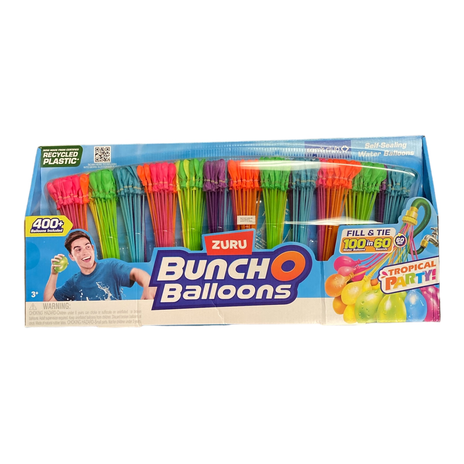 Bunch O Balloons Tropical Party - 8 Grappes, 265 Bombes à Eau, Remplissage Rapide Sans Nœud (À Partir De 3 Ans)