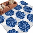 thumbnail image 2 of Dahlia Flower Area Rug 5x8 FT, Non Slip Bedroom Throw Carpet, Farmhouse Botanical Blue Grey Floral Washable Soft Floor Carpet Non-Shedding Rug for Living Room Nursery Dorm Office, 2 of 9