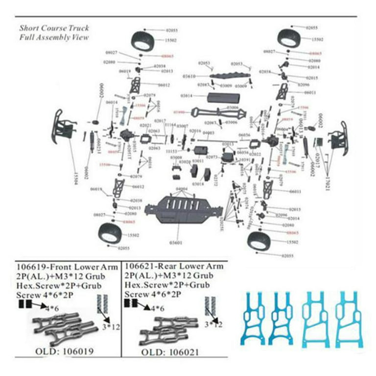 RC Car Parts Arms Rear Front Aluminum Alloy for 1 10 Hsp 94105 94106 94107 Model Car