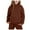 Coffee, variant on Sweat Suits for Girls Boys Solid Color Hoodie and Jogging Sweatpants 2 Piece Matching Track Suit Kids Hoodie Set