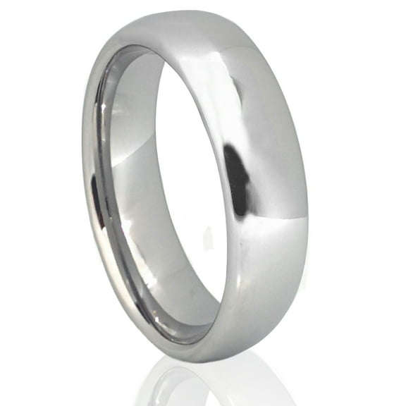 Tungsten Wedding Band Ring 6mm Men's Engagement Silver Dome Edges Polished Comfort Fit