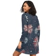 thumbnail image 2 of FORMRS Womens Long Sleeve Nightgowns Crew Neck Sleep Shirt Soft Pajamas Sizes S-3XL, Starry Fireworks Pattern, 2 of 8