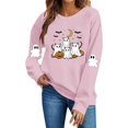 thumbnail image 2 of BVOFAR Halloween Sweatshirts for Women Plus Size Ghost Graphic Pullovers Fall Going Out Round Neck Long Sleeve Sweater Tops Halloween Costumes Pink L, 2 of 5