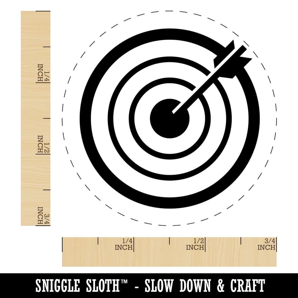 Archery Target Bullseye with Arrow Self-Inking Rubber Stamp Ink Stamper - Black Ink - Small 3/4 Inch