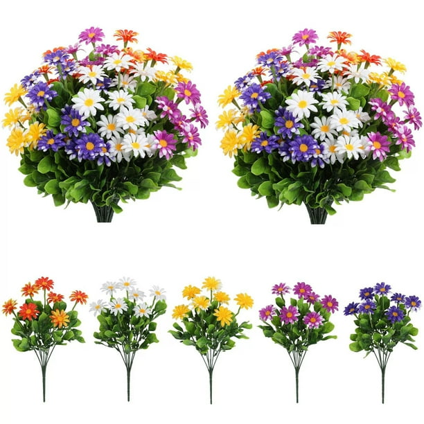 Ramo artificial de margaritas Flores de plástico para decoración exterior de jardín