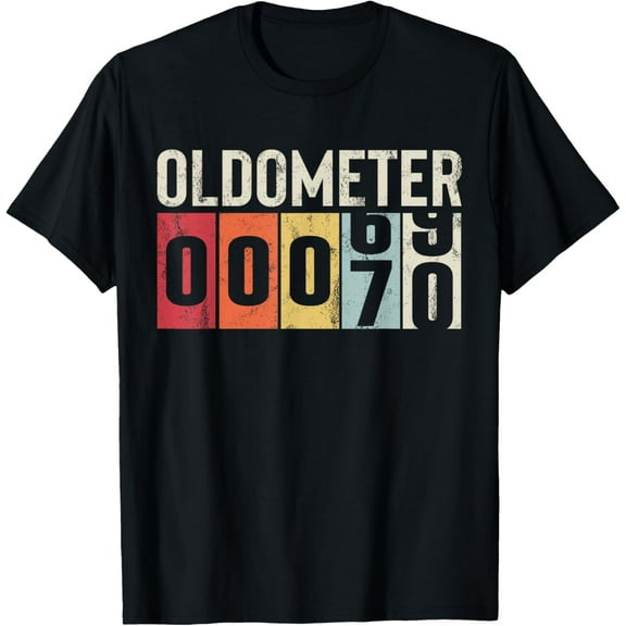 Funny 70 Years Old Oldometer Vintage 70th Birthday Odometer T-ShirtMen and women, Black T-shirt, size: Extra large
