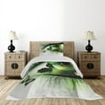 thumbnail image 3 of Ambesonne Abstract Quilted Coverlet 2 Pcs, Abstract Swan Animal, Twin Size, Green Black White, 3 of 5