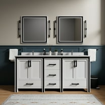 Ziva 72 in W x 22 in D White Double Bath Vanity, Cultured Marble Top and 30 in Mirrors
