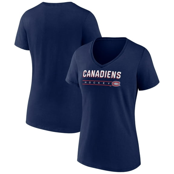 Women's Navy Montreal Canadiens Primary Play V-Neck T-Shirt