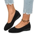 thumbnail image 2 of HTHLVMD Suede Wedge Heel Flats, Elegant Lightweight Anti-Slip Low Heel Wedge Loafers for Women, Comfortable Business Office Work Shoes, Round Toe Slip-On Wedge Pumps, Black 5.5, 2 of 4