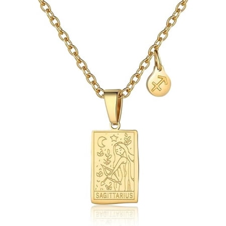 HESHPAWS Zodiac Necklace Women Constellation Tarot Card Pendant Gift for Motherday gift Virgo Taurus Scorpio Sagittarius Pisces Leo Libra Gemini Capricorn Cancer Aries Aquarius
